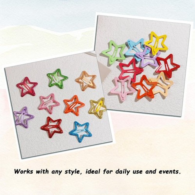 CYBAUG 60 Pcs Y2K Star Hair Clips for Girls – Cute Candy Color Hair Accessories, Star Barrettes for Everyday Wear and Parties