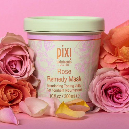 Pixi Rose Remedy Mask | Toning Jelly Face Mask with Rosehip Oil, Cica & Turmeric | Hydrates, Soothes & Restores Radiance | 10 fl oz/300 ml