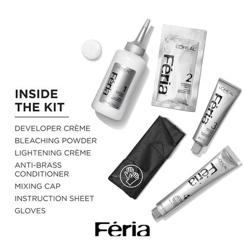 L'Oreal Paris Feria Hair Color - Multi-Faceted Shimmering Extreme Platinum | Permanent Dye Kit
