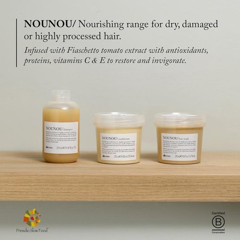 Davines NOUNOU Shampoo - Hydrating Formula for Chemically Treated Hair | Restores Softness with Tomato Extract, 8.45 Fl Oz