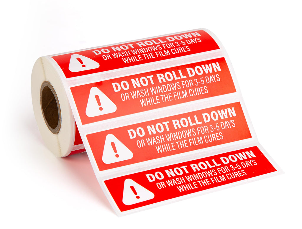 500pcs Do Not Roll Down Window Stickers, Removable Adhesive Warning Labels for Automotive Tint Shops, Vinyl Wrapping, 1" x 4"