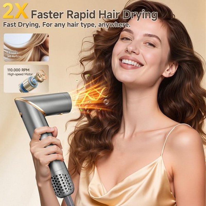 AVENHO 8 in 1 Hot Air Brush Hair Styler, High-Speed Hair Dryer Brush with Auto Wrap Curlers, Foldable Ionic Blow Dryer Brush for Fast Drying, Volumizing & Curling, Multi-Styling Tool (Gifts for Women)