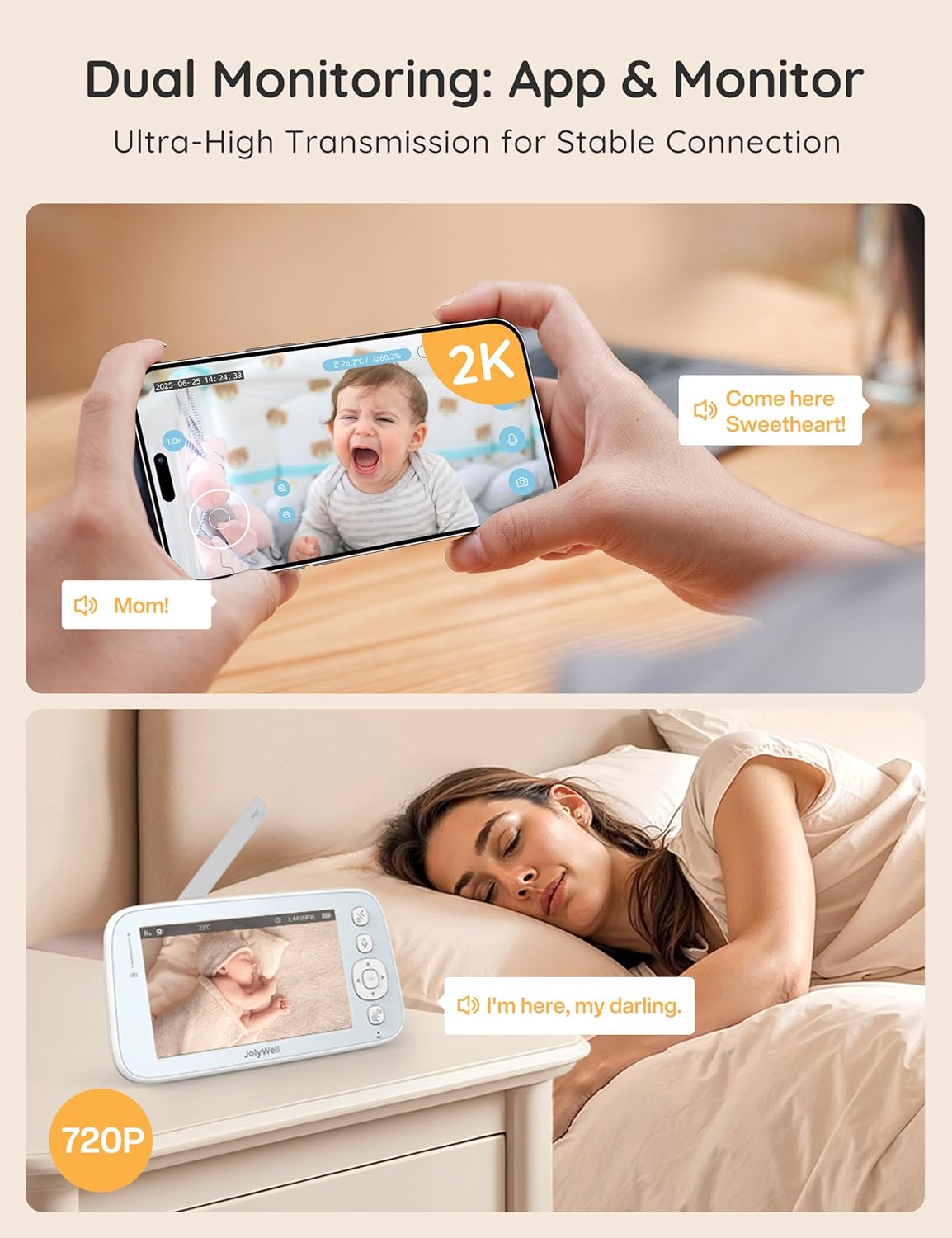 2K Baby Monitor by [Brand Name] - WiFi Camera with 5" Display, App Control & Night Vision
