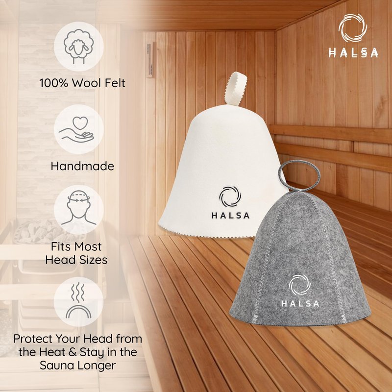 Halsa Sauna Hat 2 Pack – Felt Sauna Hats for Men & Women, Heat Protection Caps for Sauna, Steam Room & Banya, Soft Durable Comfortable Headwear for Hot Room & Sweat Sessions Multi Color