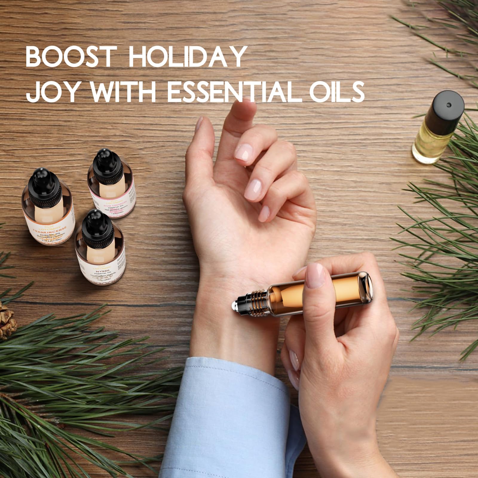 LOTUSJOY 100% Pure Rose Otto Essential Oil 0.34 fl oz, Natural Rose Otto Oil in Amber Glass Bottle with Dropper for Diffuser Massage Skin Care