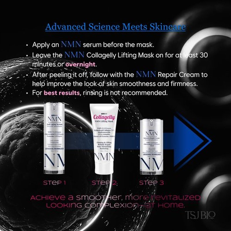 TSJ Bio NMN Radiance Renewal Serum - Professional Grade Skincare with NMN 70,000PPM, Resveratrol & Exosome Complex (1.01 fl oz)