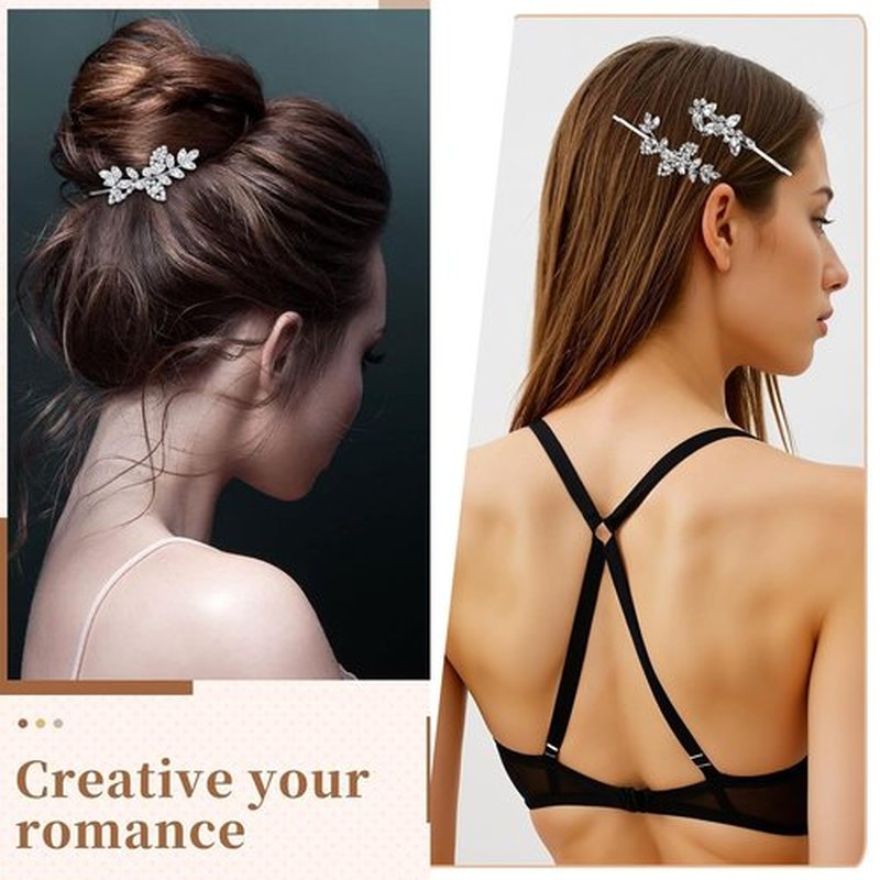 Fireach Hair Barrettes for Women Crystal Rhinestones Hair Clips for Thin Thick Hair Pins French Hair Accessories White Sparkly Wedding Hair Jewelry for Women