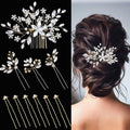 10 pcs Bride Hair Pins Rhinestone Bridal Hair Piece for Women Crystal Hair Accessories for Bride Bridesmaids Flower Girls(Gold)