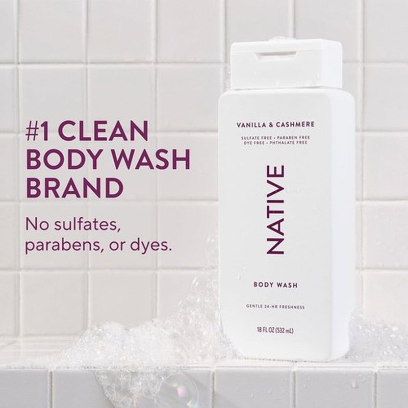 Native Body Wash - Naturally Derived Ingredients for Soft, Hydrated Skin | Vanilla & Cashmere, 18 oz