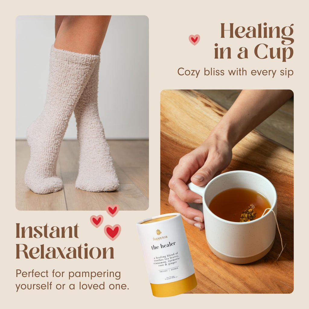 Heal Gift Box for Men and Women- Get Well Soon Gift- Sick Care Package with Get Well Soon Card- Tea Gift Set- Tea Care Package Box Gift- Theme Care Gift Box- Tea Set Box