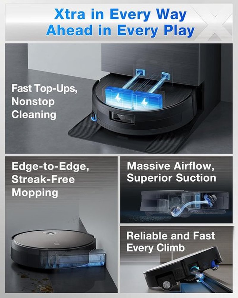 ECOVACS DEEBOT X11 PRO Robot Vacuum & Mop - 19,500Pa Suction, Self-Cleaning Roller, Auto-Lift for Carpets & Spills