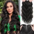 Hair Toppers for Women, 20 Inch Hand Tied Breathable Toppers Hair pieces for Women with Thinning Crown Middle Part Bangs Mix Human Hair Clip in Curly Lightweight Wiglets (Dark Brown, Side Bangs)