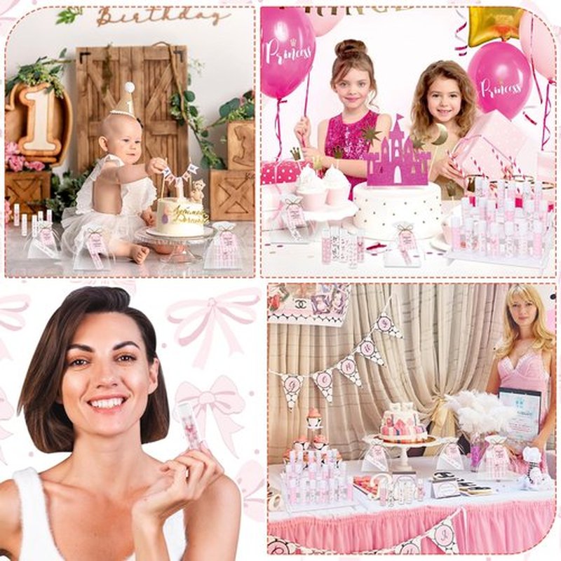 50 Pack Pink Bow Baby Shower Favors Bulk Lip Balm Girls Favors Gifts for Bachelorette Girls Bow Moisturizing Lip Care Pretty lipstick Birthday Party Supplies (pink bow)