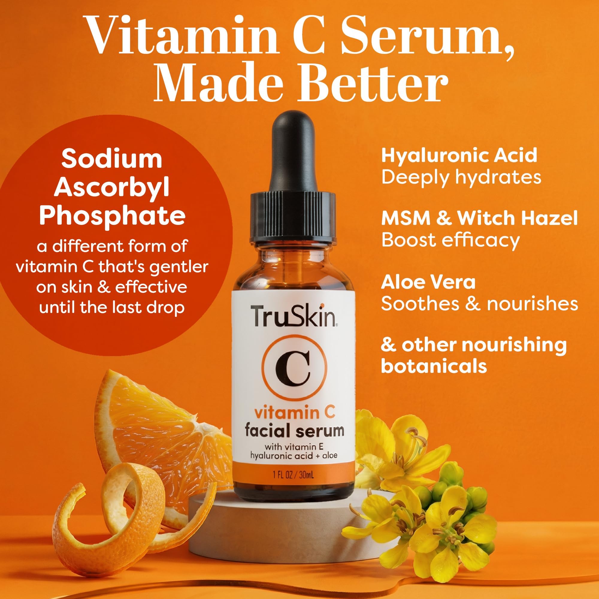 TruSkin Vitamin C Serum – Anti Aging Facial Serum with Vitamin C, Hyaluronic Acid, Vitamin E – Brightening Serum – Even Skin Tone, Improve Appearance of Dark Spots, Fine Lines & Wrinkles