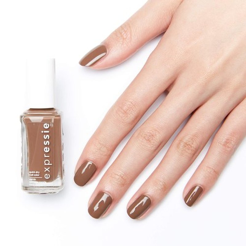 essie expressie Quick-Dry Vegan Nail Polish, Mid-Day Mocha, Cool Toned Soft Brown, 0.33 Ounce