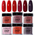 AZUREBEAUTY Dip Powder Starter Kit - Red Glitter & Heart-Shaped Sequins | 6 Colors for DIY Nail Art