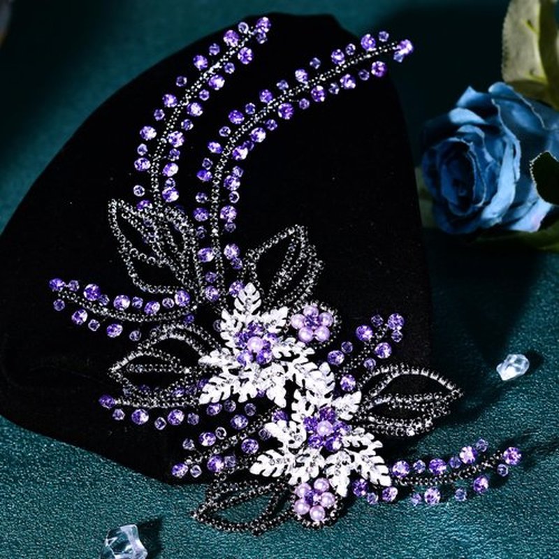 LOVFOIVER Wedding Head Pieces Crystal Bridal Hair Clips Women's Handmade Bridal Rhinestone Wedding Party Hair Accessories(Purple)
