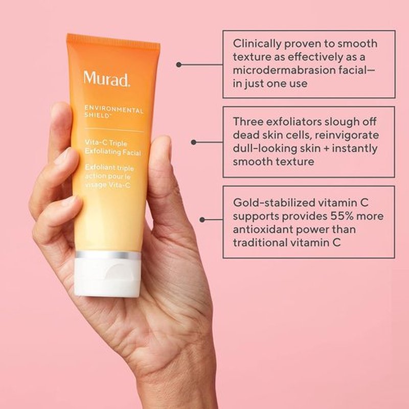 Murad Vita-C Triple Exfoliating Facial Scrub - Gold-Stabilized Vitamin C for Brighter, Radiant Skin | 2.7 Fl Oz