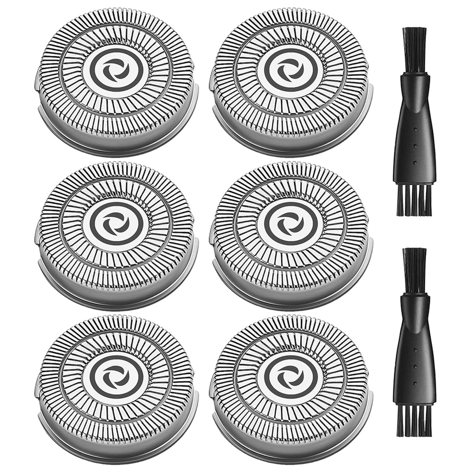 Bald Head Shaver Replacement Blade Compatible with Skull Shaver Pitbull Gold PRO, Pitbull Silver PRO, Butterfly Kiss, and Palm Electric Razors, 6 Replacement Blades(Blades Only), 2 Cleaning Brush