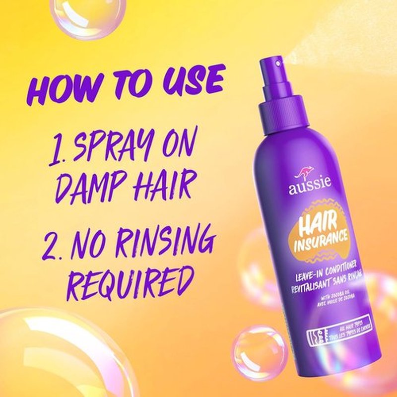 Aussie Hair Insurance Leave-In Conditioner - Nourishing Formula for All Hair Types | 8 fl oz