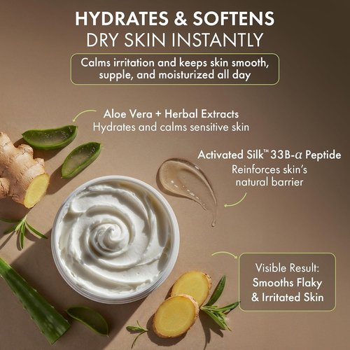 Skiennix Hydrating Silk Peptide Body Butter - Lightweight, Non-Greasy Moisturizer with Aloe Vera & Vitamin E for Dry Skin - Deep Nourishment & Hydration