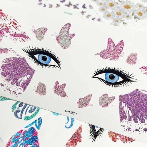 JoyfulGlam Glitter Butterfly Temporary Tattoos, Fairy Wings Face Tattoos for Birthday Party Decorations, Fairy Makeup Party Favors Costume Accessories for Women