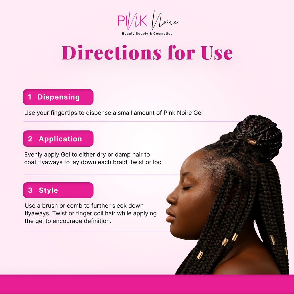 Pink Noire Braiding Gel | Braid Gel Extreme Hold for Locs, Twists and Braid | 7 fl oz