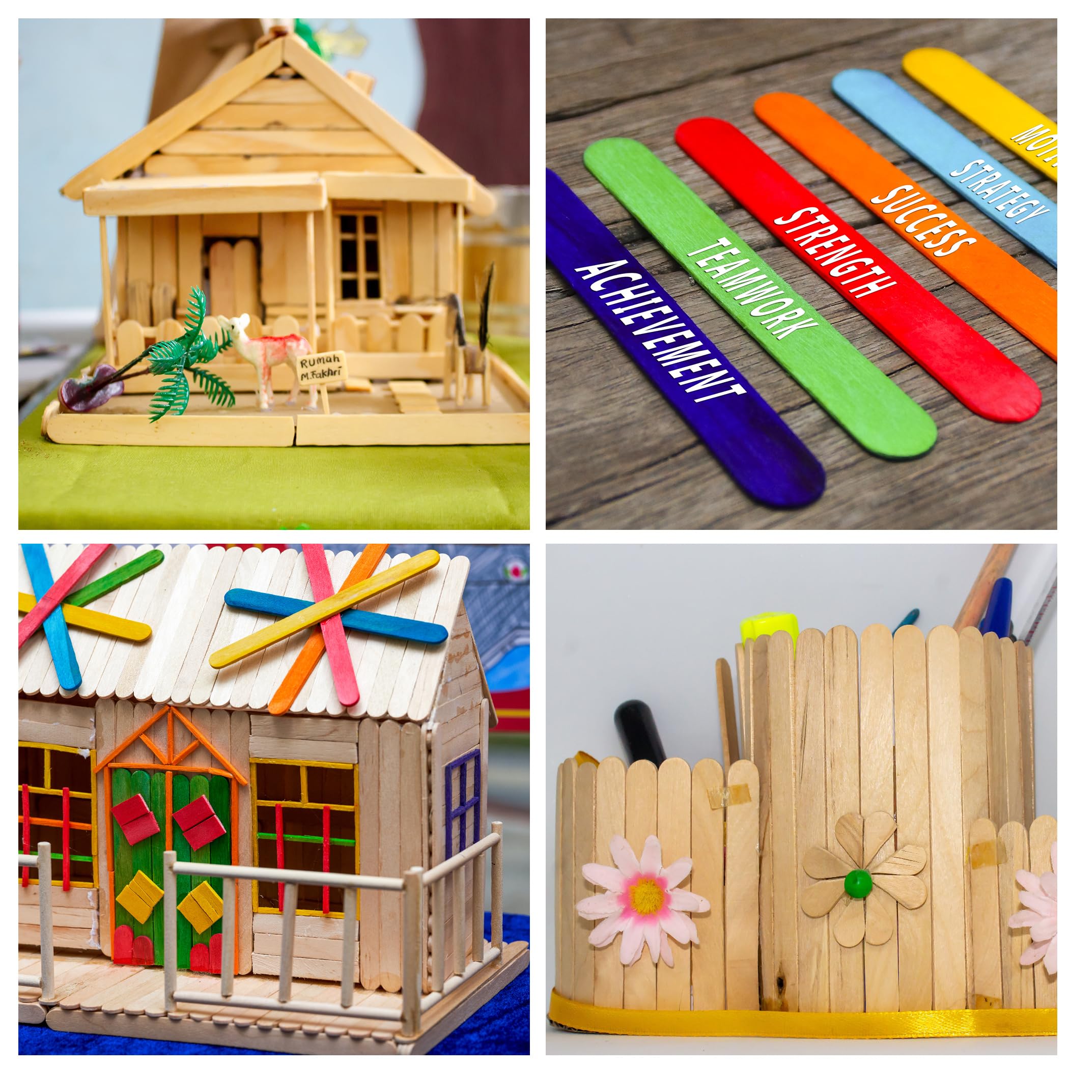60 PCS Jumbo Popsicle Sticks,8 Inch Natural Wooden Craft Sticks