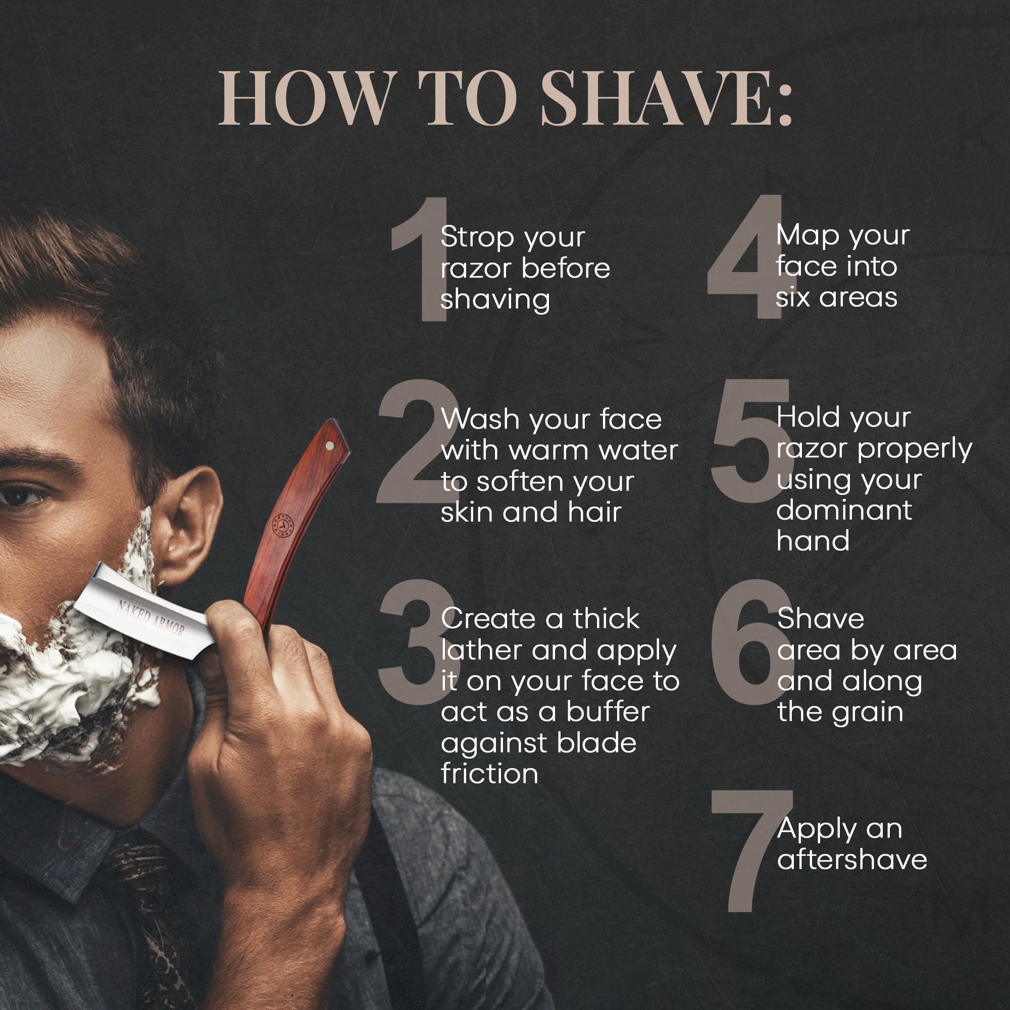 Naked Armor Thor Straight Razor, Shave Ready 7/8” Japanese Stainless Steel