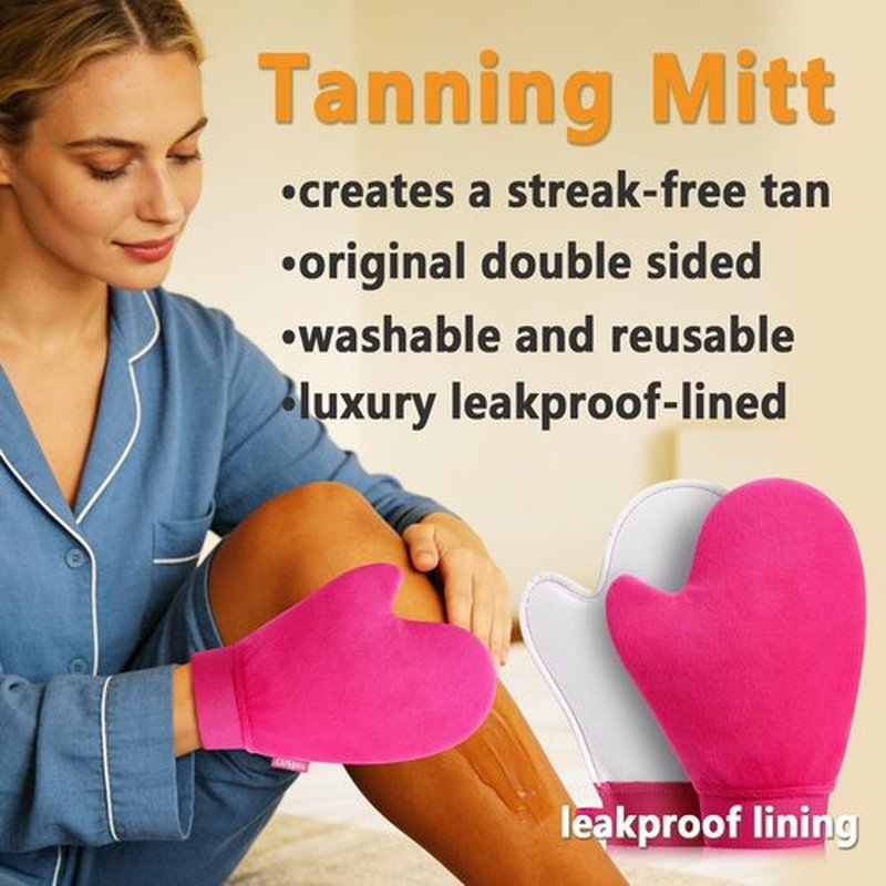 3 Pcs Streakless Self Tanning Mitt and Brush - Leakproof-lined Self Tanner Mitt, Black Self Tanning Brush for Self Tan Mitt Applicator, Self Tanner Brushes, Back Tanning Applicator, Tanning Glove