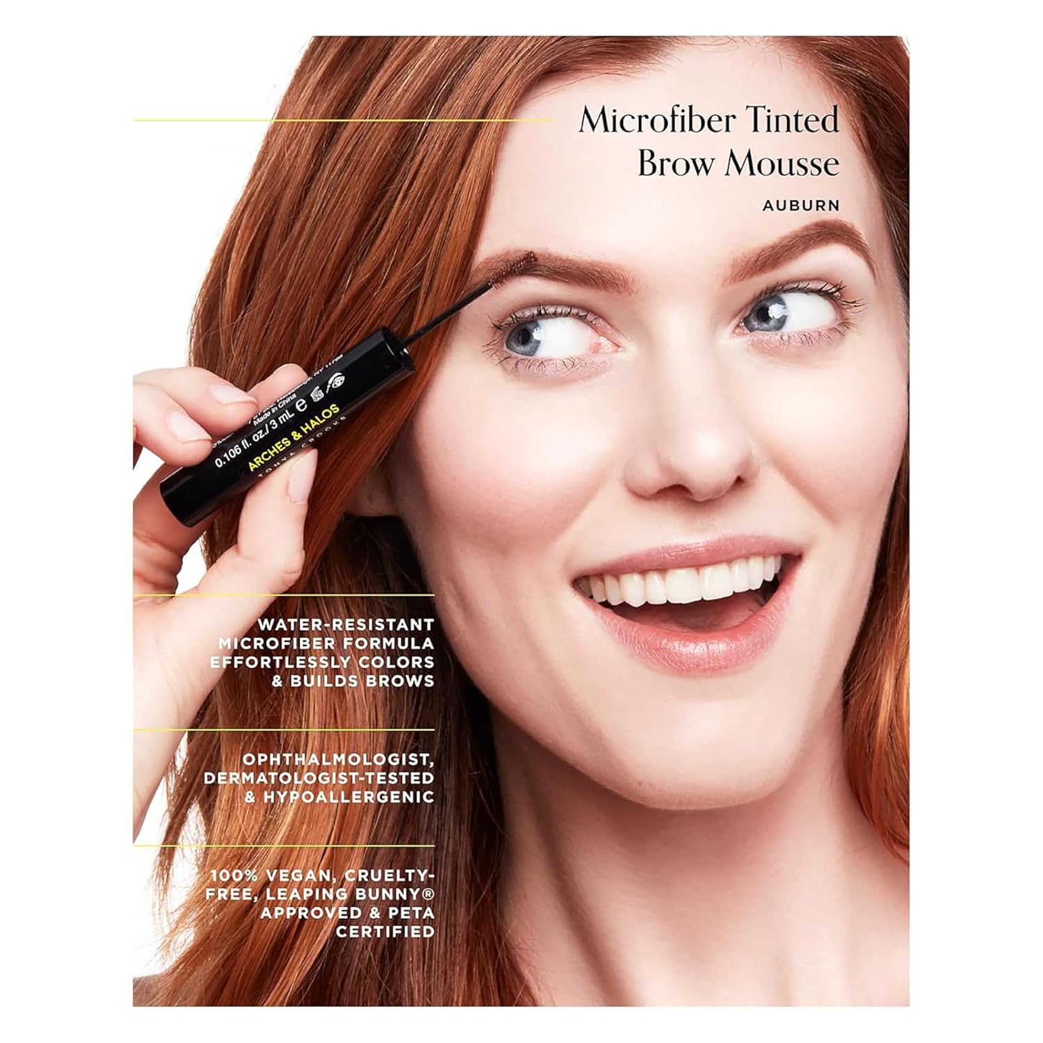 Arches and Halos Microfiber Tinted Brow Mousse - Rich Pigment Eyebrow Shaper - Water-Resistant - Auburn - 0.11 oz