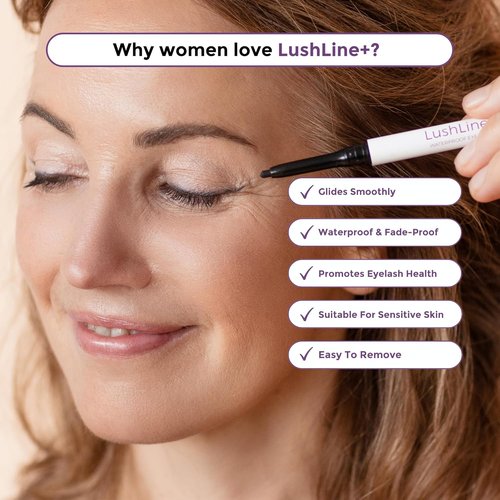 Rumi Cosmetiques LushLine+ Waterproof Eyeliner Pencil - Smudge Proof & Long-Lasting | Natural Brown for Sensitive Eyes