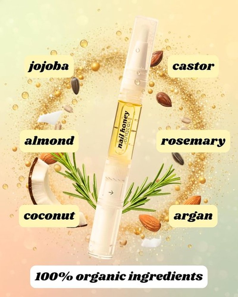 Twinkled T Nail Honey Cuticle Oil Pen - Organic Nail Growth Treatment for Dry Cuticles & Brittle Nails (2ml)