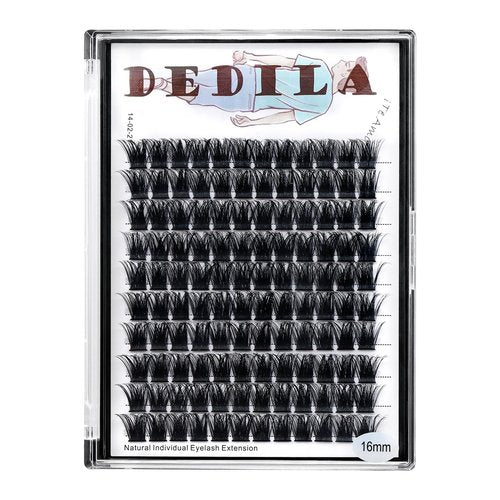 Dedila Large Tray-Grafted Wide Stem Individual False Eyelashes Thick Base 120 Clusters D Curl Natural Long Volume Eye Lashes Extensions Dramatic Look 8-20mm Available (14mm)