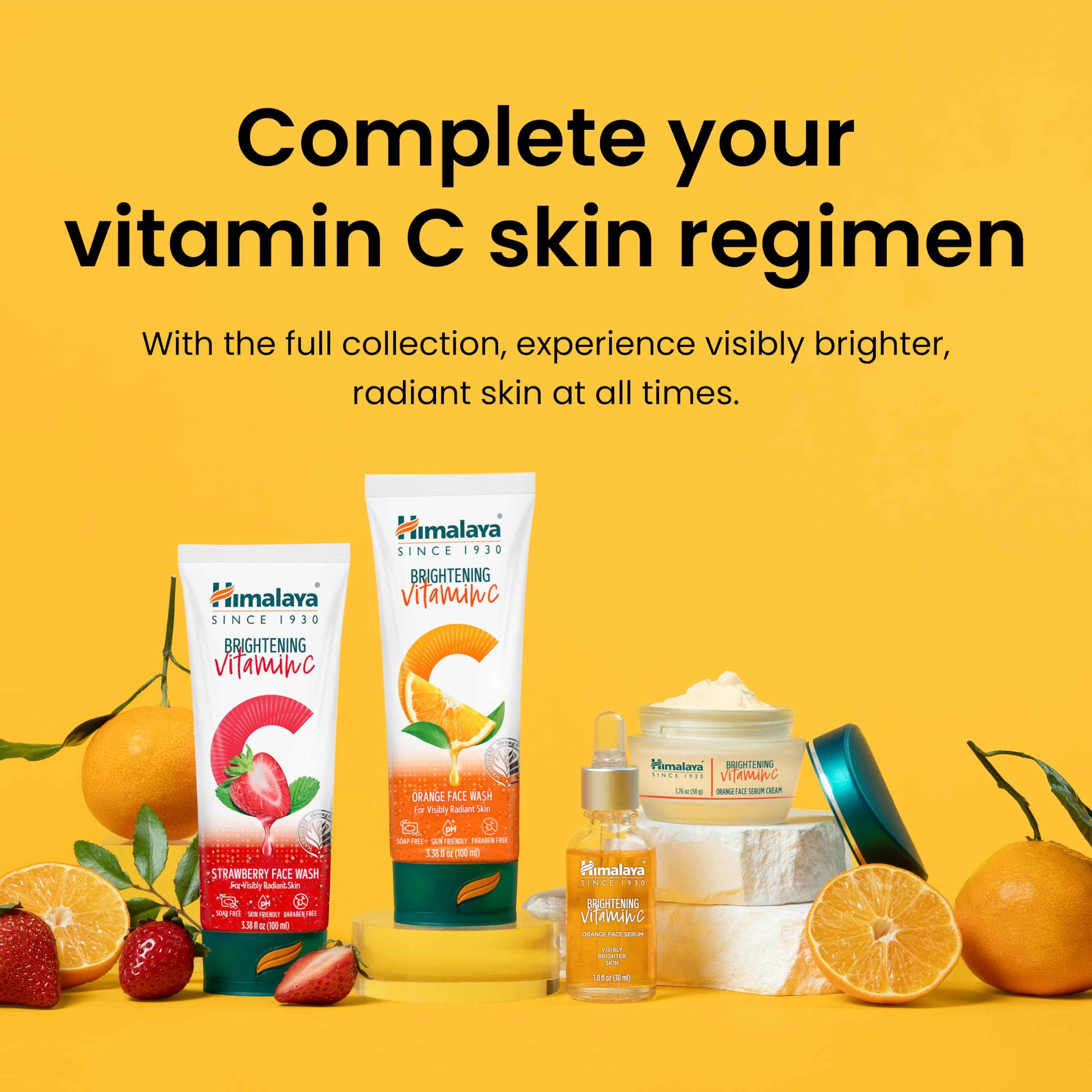 Himalaya Brightening Vitamin C Strawberry Face Wash, with Cellulose Beads & Amla Fruit Extract for Visibly Radiant Skin, Gentle Cleansing Formula, 3.38 fl oz (100 mL)