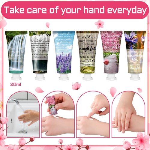 Leelosp 6 Pcs Christian Hand Cream Bulk for Women Bible Verse Hand Lotion Gifts Mini Travel Size Lotion Christian Gifts for Women Skin Dry Bible for Mom Grandma Christmas Holiday