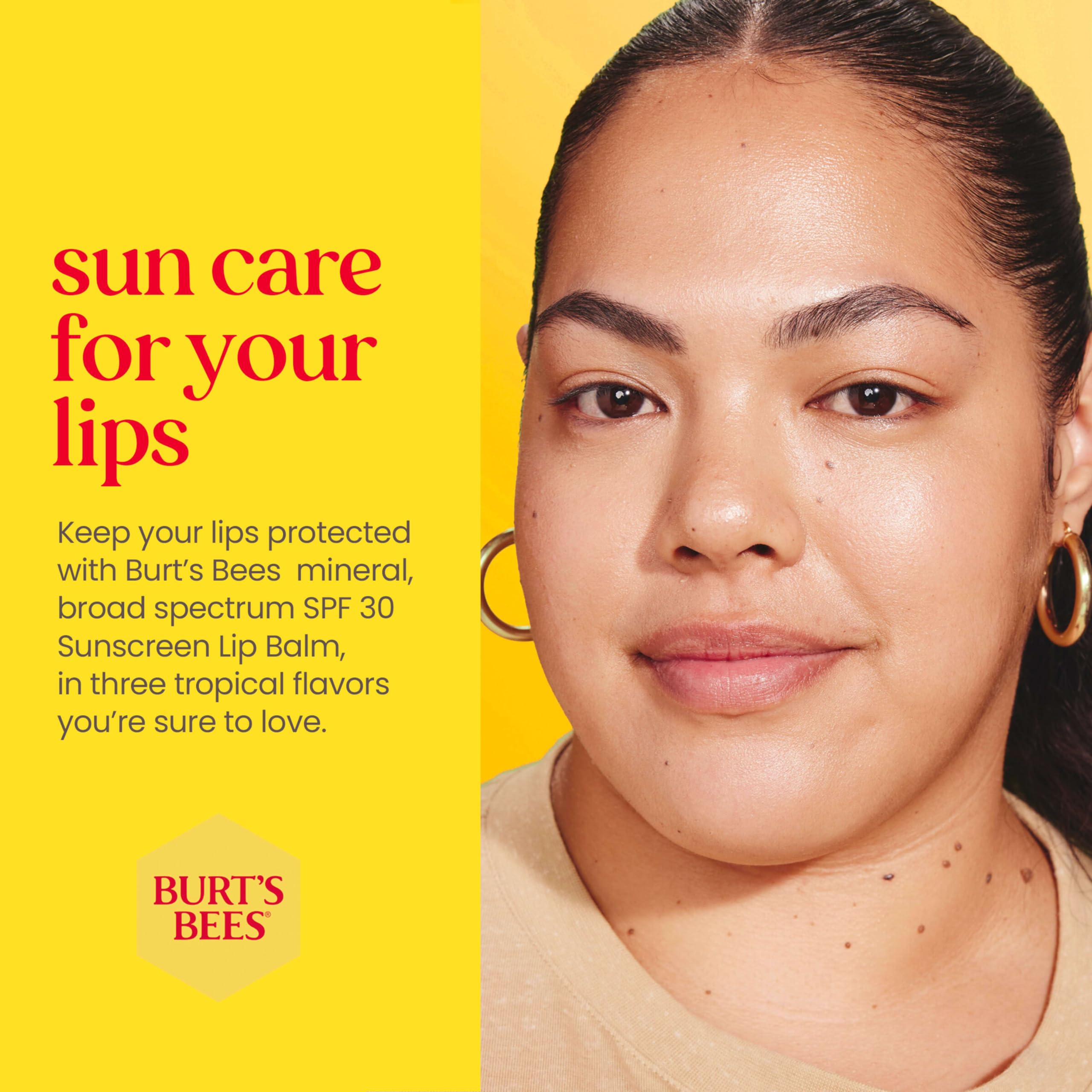 Burts Bees SPF 30 Lip Balm, Beaches and Cream, Water-Resistant Sun Care, Nano-Free Zinc Oxide Formula, Natural Origin Conditioning Lip Treatment, 0.15 oz., Three Tubes