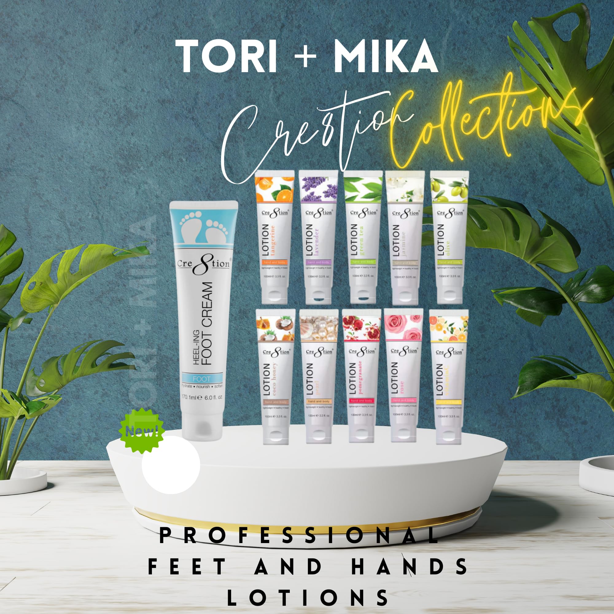 Tori + Mika Creation Jasmine Spa Hand & Body Lotion - Non Sticky lotion - Nourishing Skin Lotion Moisturizer Cream From Dryness, Cracked and Flaking - Perfect for Travel Daily Compact Size