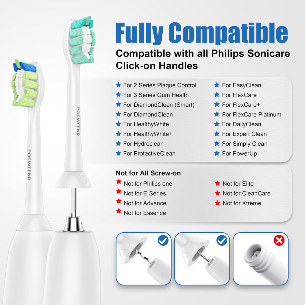 Replacement Toothbrush Heads Compatible with Philips Sonicare – Gentle & Effective Electric Tooth Brush Refill for Plaque Control, 10 Pack (Black)