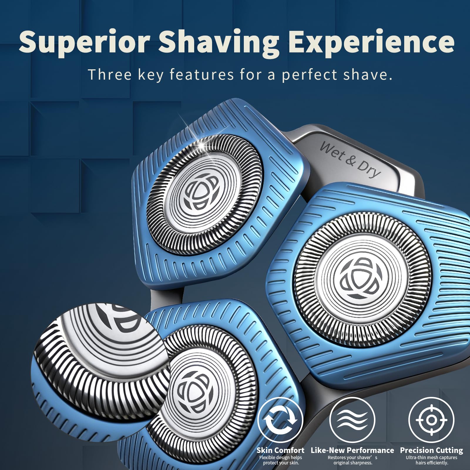 2-Pack SH71/50 Shaving Heads Compatible with Philips S5000 and S7000(Blue)