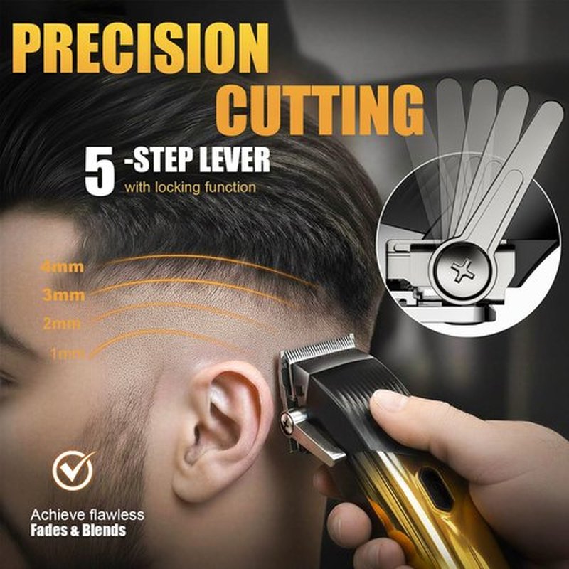 Gzbdz Professional Hair Clippers,4 in 1 Hair Clippers for Men,Beard Trimmer& Rechargeable Shaver Set, Metal T-Blade, LED Display, Barber Hair Cutting Kit for Men Grooming &Gifts-Golden