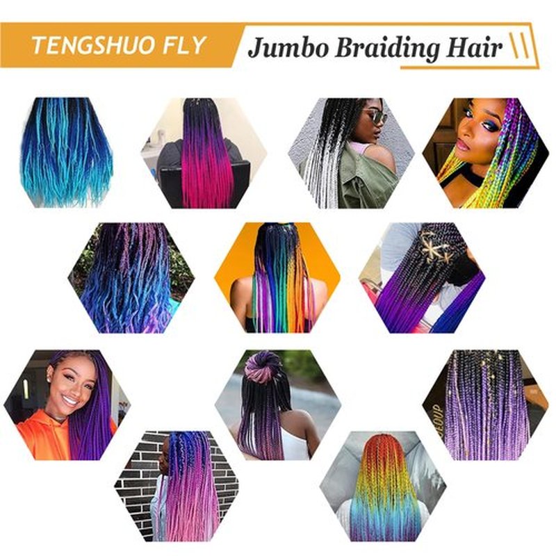 TENGSHUO FLY Black to Brown to Light Brown Braiding Hair 6 Packs Synthetic Braid Hair Extensions Ombre Braiding Hair 24 Inch or Box Braids Twist Crochet Braids(24"6Pack,Black to Brown to Light Brown)