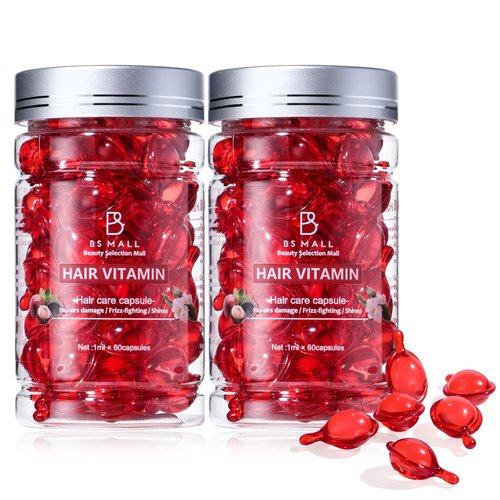 BS-MALL Hair Treatment Serum With Avocado Vitamin A, C & E, Biotin And Water - 60 Capsules Per Bottle For Frizzy And Damaged Hair Pack of 2 Bottles