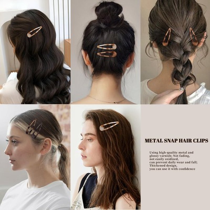 Cptots Small Hair Barrettes For Women No Slip Metal Snap Clips For Thin And Fine Hair,Matte Black Tortoiseshell,20 PCS,1.97 x 0.5 Inch.