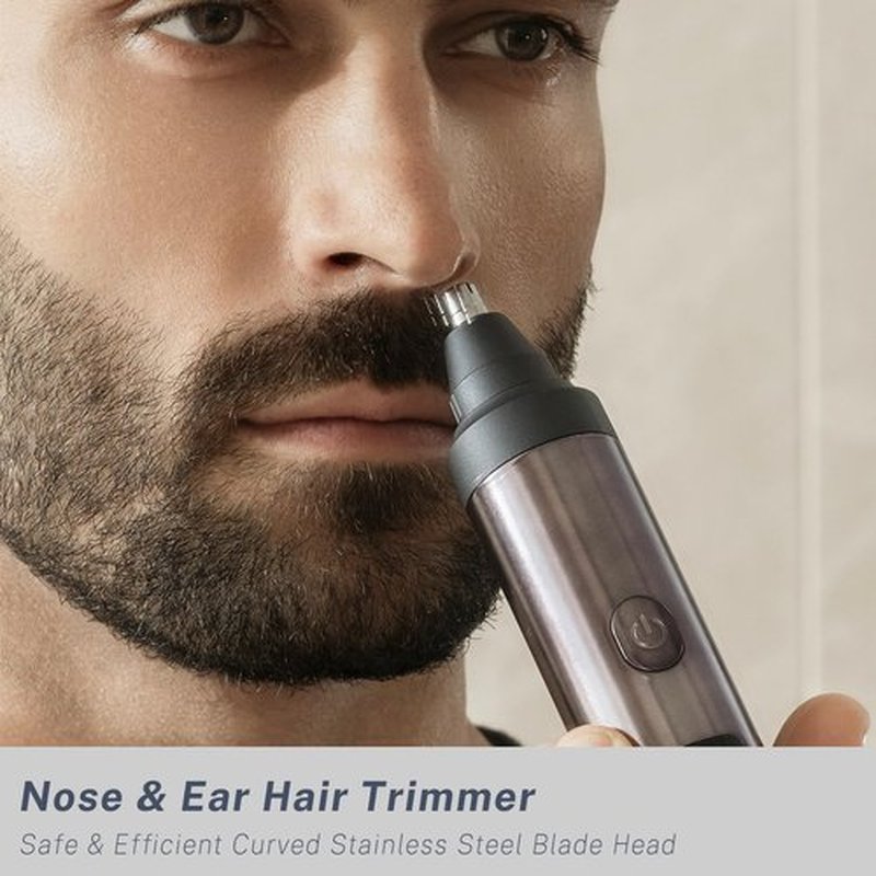 Beard Trimmer and Clippers Set for Men with Foil Shaver, Professional 3-in-1 Mens Shaving Fades Kit with Nose Trimmer, IPX7 Waterproof Wet/Dry, Precise Dial Adjustable 20 Settings, USB-C Rechargeable