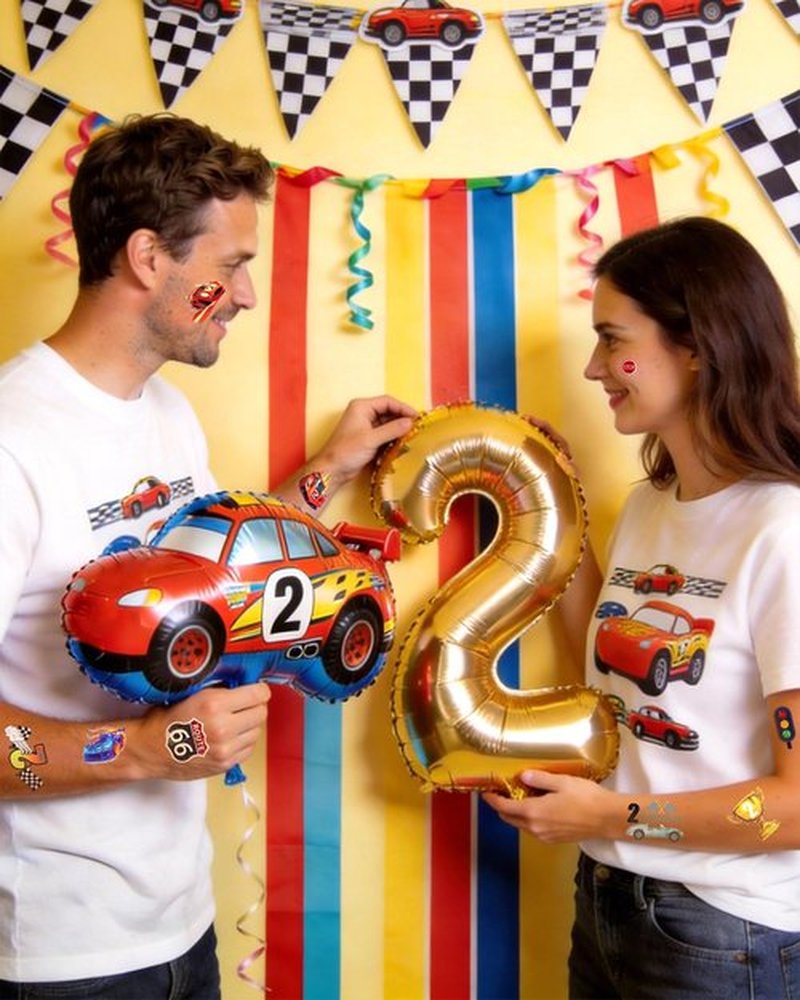 216 Pcs Two Fast Temporary Tattoos for Race Car Theme Party Decorations - 2 Fast 2 Curious Style Party Tattoos Stickers, Racing Enthusiast Temporary Tattoos for Theme Birthdays