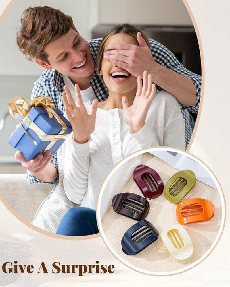 6 PCS Flat Hair Clips for Women - French Medium Flat Claw Clips for Thick Thin Hair, Strong Grip Non Slip Hair Claw Clips for Women Girls
