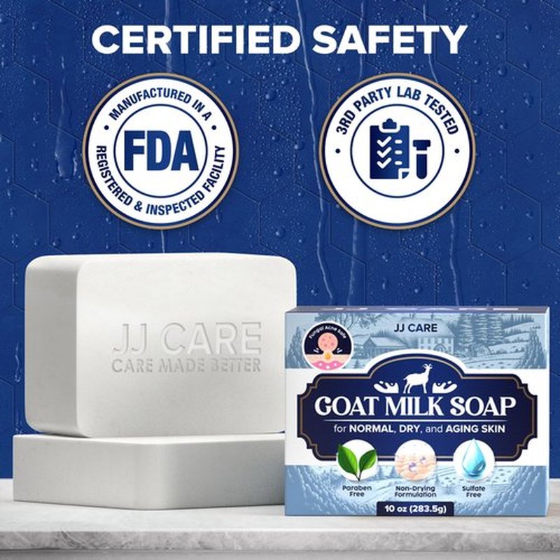 JJ CARE Goat Milk Soap (2 bars) 5 oz., Moisturizing and Unscented Goat Milk Soap Bar, Best for Normal, Dry and Aging skin, Natural Skin Nourishing Bar