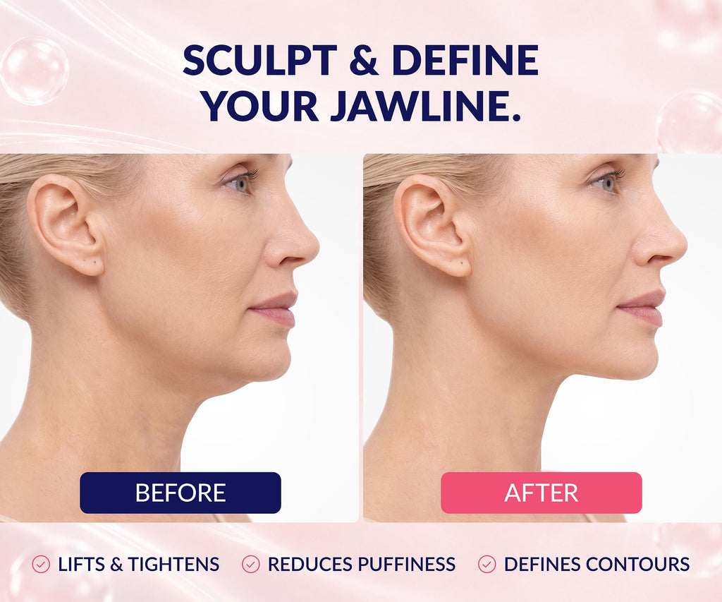 Stylia V Line Lifting Collagen Mask - Lift, Firm & Contour Jawline - Tightening Double Chin Strap with Hyaluronic Acid & Aloe - Neck Tightening and Lifting Mask - Jawline Shaper Face Lift Tape (7PC)