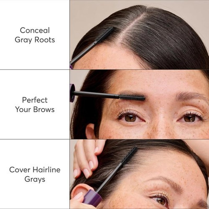 Madison Reed Gray Escape Hair & Brow Mascara - Quick-Dry, Smudge-Proof Coverage for Roots & Brows, Dark Brown, 15mL